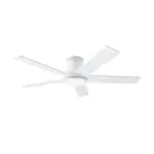 52 inch Ceiling Fan with Light, White Flush Mount Ceiling Fan 6 Speeds DC Rev...