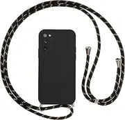 Vauki Mobile Phone Chain Case for Samsung Galaxy S20 FE 5G with Strap, Mobile Phone Case with Cord, Soft Silicone TPU Shockproof Bumper with Chain for Hanging for Samsung S20 FE 5G, Lanyard Black
