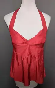 New NWT American Eagle Red Halter Top Double Button Neck Front Knot Medium M