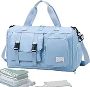 Travel Duffel Bag, Dry and Wet Separation Bag, Large Travel Duffel, Weekender Bag for Men, Carry On Duffel Bag, Mens Gym Tote Bag, Workout Duffel Bag, Travel Carry On Tote, Blue, Refer to description,