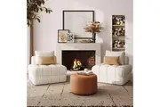 2 Piece Living Room Boucle Sofa Set Beige