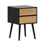NNEDSZ Oslo Bedside Table with 2 Drawer in Black & Natural