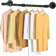 Yawinhe Industrial Pipe Clothes Rack,80cm High Heavy-Duty Wall Mounted Hanger Rod,Space Saving wall Mounted Hanger,Multi-Purpose Hanger Rod for Laundry, Living Room and Closet, Black,1 Pack