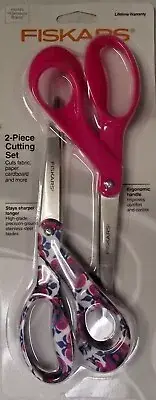 Fiskars 194512-1023 8" Designer Scissors 2 Pc Pack Assorted Colors