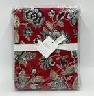 Pottery Barn Scarlett Block Print Floral Cotton Tablecloth Red 126" #N184E