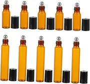 LIFKOME 10Pcs Refillable Glass Roller Bottles Portable Travel Essential Oil Containers Bottles Leakproof Design for Perfume Aromatherapy and Makeup