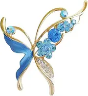 [Navachi] 18k Gold Plated Enamel Crystal Insect Butterfly Brooch Pin