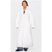 Cream Plush Borg Maxi Coat, Cream