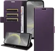 YocoverTech Compatible with Samsung S23 Plus 5G Case,PU Leather Kickstand Feature Folio Flip Cover with[Card Slots][Note Pockets] for Galaxy S23 Plus 5G Wallet Case-Dark Purple