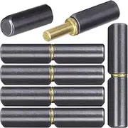 6pcs Weld on Barrel Hinges, Heavy Duty Carbon Steel Gate Hinges, 2-1/2" Long 3/8" Diameter Detachable Round Body Bullet Hinge for Trailer Ramp, Swing Door, Drive Gate, Pin OD 0.23 in