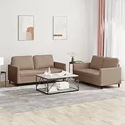Generic 2 Piece Sofa Set with Cushions Cappuccino Faux Leather