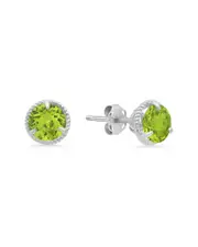MaxColor 14K 1.50 ct. tw. Peridot Halo Studs