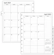 2025-2026 Monthly Planner Refill for 11-Disc Notebooks, Letter Size, 8.5"x11"