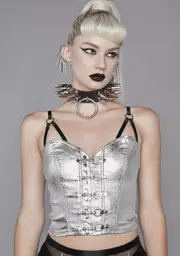 [Widow] Cyberpunk Cinema Metallic Bustier Top