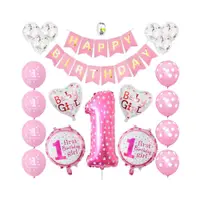 在飛比找蝦皮商城優惠-【WIDE VIEW】粉色愛心週歲生日派對氣球套組(BL-1