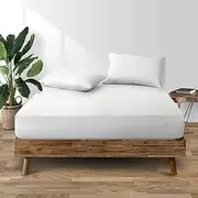 Giselle Bedding King Mattress Protector, Bed Sheets Cover Waterproof Bamboo Protectors Home Bedroom Furniture, Hypoallergenic Breathable Washable Antibacterial Covers White