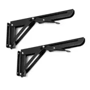 Sumnacon Sturdy Folding Shelf Brackets - Heavy Duty Metal 10 Inch Black