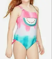 Girls Justice One Piece Watermelon Swimsuit Size 7 New NWT