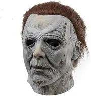 Halloween Michael Myers Mask, Latex Horror Scary Hot Movie Game Face Headgear with Hair Full Head Masks Costume