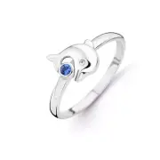Kipling Kids Sterling Silver Dolphin Blue Cz Ring (Size 4-5)