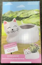 CARA the CAT Ceramic Animal Planter Pot - Home Table Top or Kitchen Decoration