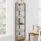 Corner Shelf Stand, Corner Bookshelf, Storage Standing Shelf Unit with Metal