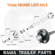 Natural 45mm Square Lazy Axle 60" - 68" Long 1400kg Rating Assembled with Hubs !