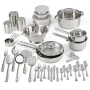 Stainless Steel Cookware Pot Pan bowl Utensils Kitchen Fork Spoon Knife Tool Set