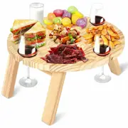Outdoor Folding Wooden Wine Glass Holder Rack Garden Portable Mini Picnic Table