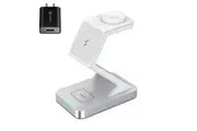 Magnetic Wireless Charging Station 3 in 1 Wireless Charger for iPhone Magnetic Charger Stand Compatible for iWatch AirPods-White
