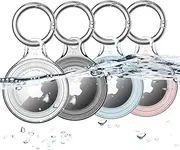 COOLQO IPX8 Waterproof Airtag Holder Compatible with Apple AirTags, AirTag Case Keychain Air Tag Holder, Hard PC AirTags Key Ring Cases Tags Chain Apple GPS Item Finders Accessories, 4 Pack