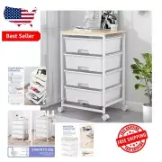 Space-Saving 4-Drawer Rolling Cart with Lockable Wheels for Easy Organization