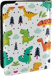 [JEJEA] Colorful Dinosaurs Print Travel Organizer Credit Cards Case Passport BookPassport Holder Cover Wallet forTraveling,, Black, One Size