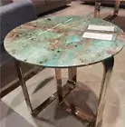 Amazonite Round Coffee & Side Table, Marble Stone Living Room Sofa Table Decor