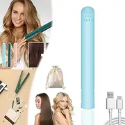 Mini Dual Purpose Curling Iron, Mini Curling Iron for Short Hair, Travel Curling Iron Mini, Upgrade 2-in-1 Portable Curling Wand and Flat Iron for Short and All Hair Types (Blue)