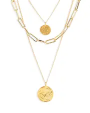 Kenneth Jay Lane Multi Strand Coin Pendant Necklace, 26