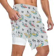 [ZZXXB] Cool Bulldog Surf Athletic Shorts for Men with Pockets 2 in 1 Quick Dry Running Shorts S-3XL