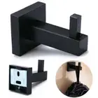 Square Matt Black Towel Rack Rail Tissue Roll Toilet Brush Holder Robe Hook