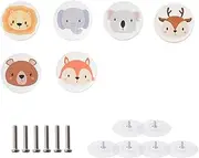 Wooden Drawer Knobs Nail Free Animal Shape Wooden Home Round Drawer Knob Dinosaur Pattern Furniture Multifunctional Handle Set of Five