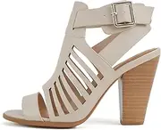 [Soda] Open Toe Cut Out Sandal with Side Zip Closure and Open Stacked Chunky Heel