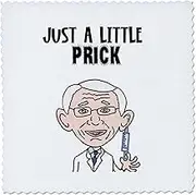 3dRose 8x8 inch Quilt Square, Funny Dr Fauci with Vaccine Just a Little Prick Pu