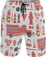 [GuoChe] Mens Funny Swim Trunks Fireman Red Quick Dry Swimwear Sports Running Swim Board Shorts Casual Board Shorts