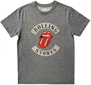 [Rock Off officially licensed products] The Rolling Stones T Shirt Biker Tongue Band logo Official Unisex Grey L