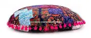 Mandala Floor Pillow Cover 32" Round Meditation Cushion Cover Patchwork Ottoman