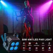 80W 4LED Par Can Light with Remote RGBWYP+CYAN DMX Stage Lighting DJ Party Light