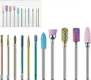 11pcs Nail Drill Bits for Acrylic Nails, 3/32'' Tungsten Carbide Nail Drill Bit Set for Electric Manicure Pedicure Nail Drill Machine