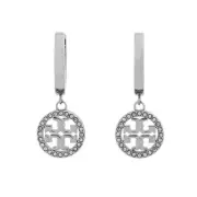 Tory Burch Earrings Mirror Silver/Crystal JPN Limited Collection Goods Accessor
