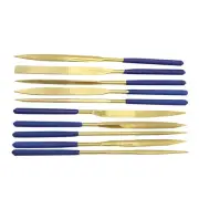 10pcs Diamond Needle File Set Titanium Coated Flat Half Round Triangle Square