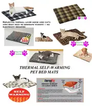 Pet Cat Dog SELF-WARMING THERMAL MAT BED PLAID LEOPARD REVERSIBLE Fleece Crate