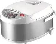 Healthy Choice 5L Electric Rice Cooker - 800W Multi-Function Automatic Electric Rice Cooker - LED Display, 3 Quick Select Rice Finish & 4 Built-In Programs - Ideal for Rice, Congee, Soup, Steam, Reheat & Keep Warm - Silver & White